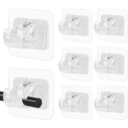 8PCS Self Adhesive Curtain Rod Bracket, No Drill Drapery Hook Holder Nail Free Curtain Rod Holder Curtain Pole Brackets Fixing Rod Holder Towel Rod Hook for Bathroom Kitchen Home (Clear)