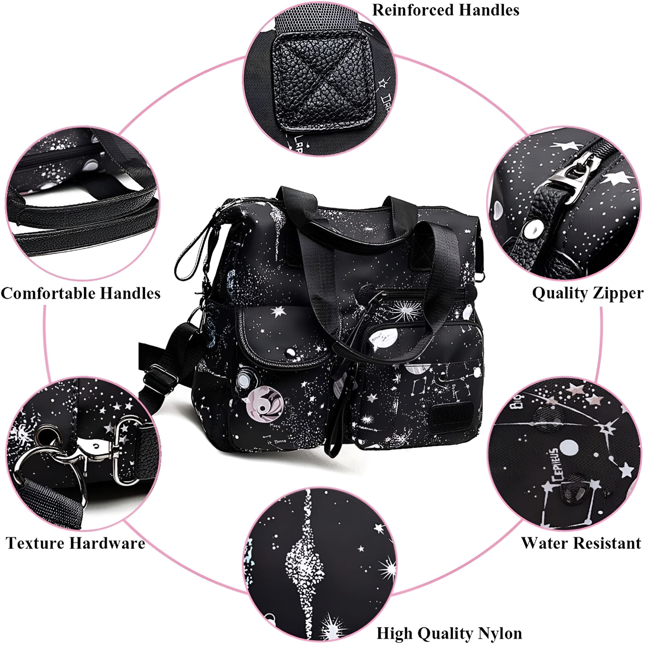 GASTROPOD Women Tote Bag with Multi Pockets, Nurse Bags for Work Nursing Bag, Lightweight Crossbody Purse, Nylon Tote Handbag for Women