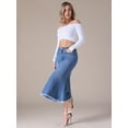 thumbnail image 7 of Unique Bargains Women's Long Denim Skirts Split A-Line Fishtail Jean Skirt XL Blue, 7 of 7