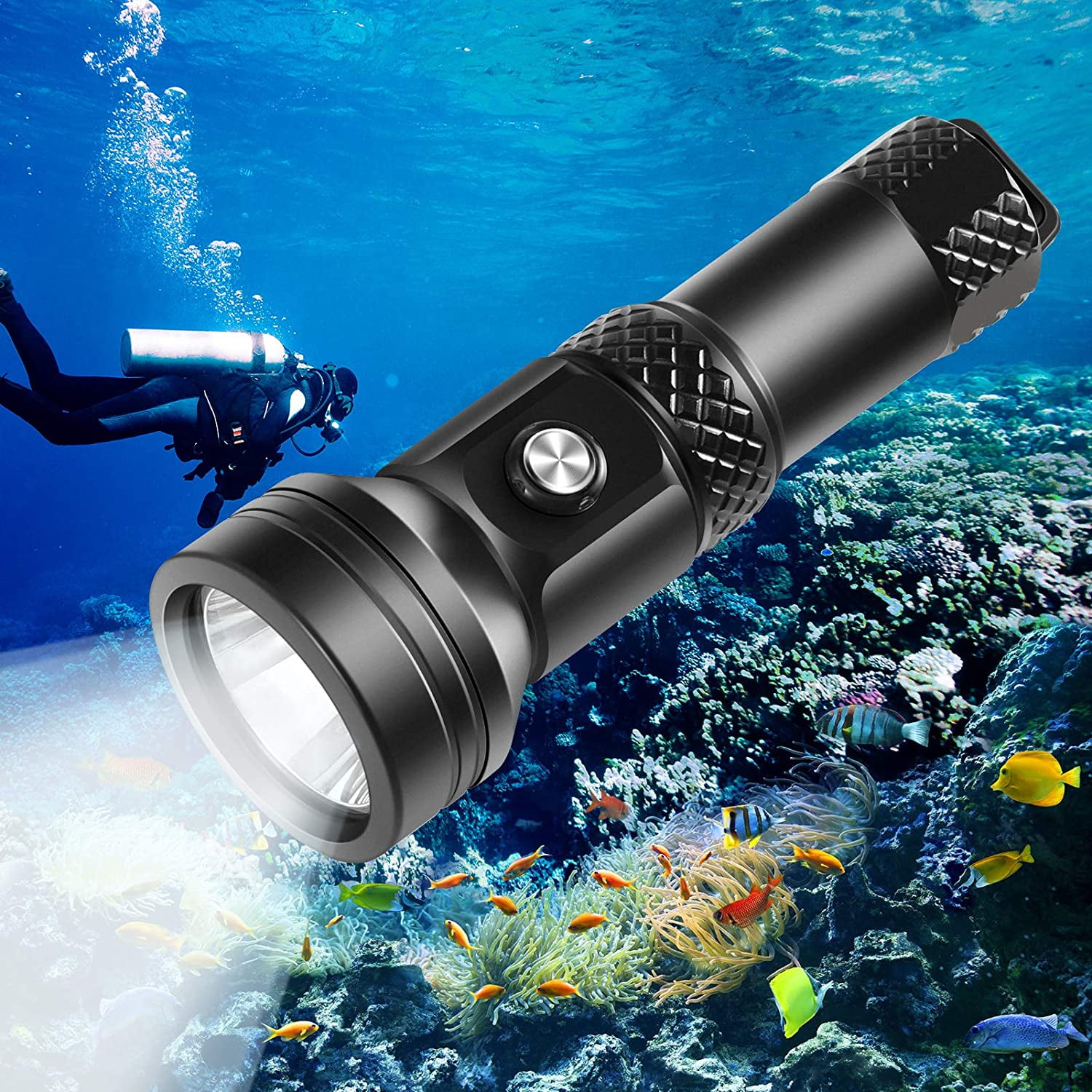 Professional LED Waterproof Scuba Diver Diving Flashlight Underwater Torch