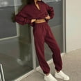 thumbnail image 4 of XFLWAM Women's 2 Piece Sweatsuits Set Long Sleeve Half Zip Pullover Sweatshirt Sweatpants Jogger Casual Fall Tracksuit, 4 of 4