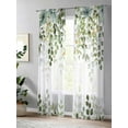 thumbnail image 4 of Eucalyptus Leaf Sheer Curtains 2 Panels Set Sage Green Leaves Branch Abstract Art Lihgt Filtering Rod Pocket Voile Drape, Semi Sheer Window Curtains for Bedroom Living Room, 52"x96", 4 of 5