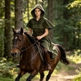thumbnail image 6 of Hooded Ranger Tunic Robe, Hooded Medieval Ranger Robe Tunic With Shoulder Capelet, Belted Long Wizard Surcoat for Halloween Renaissance Larp Cosplay,Soft Woven Fantasy Costume Robe, Dark Blue L, 6 of 7
