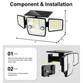 thumbnail image 3 of PUCACHI Solar Lights Outdoor Waterproof - 3000LM 248 LED Motion Sensor Security Light with Remote Control Floodlight for Patio Garage Yard Entrance, 2 Pack, 3 of 8