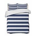 thumbnail image 2 of Quilts Full Size, Navy Blue Stripe Soft Comforter Bedding Set for Bed, Modern Simple Geometric White Striped Lightweight Quilted Bedspread with Pillow Cover(2 Pieces) for All Season, 78x90 Inch, 2 of 6