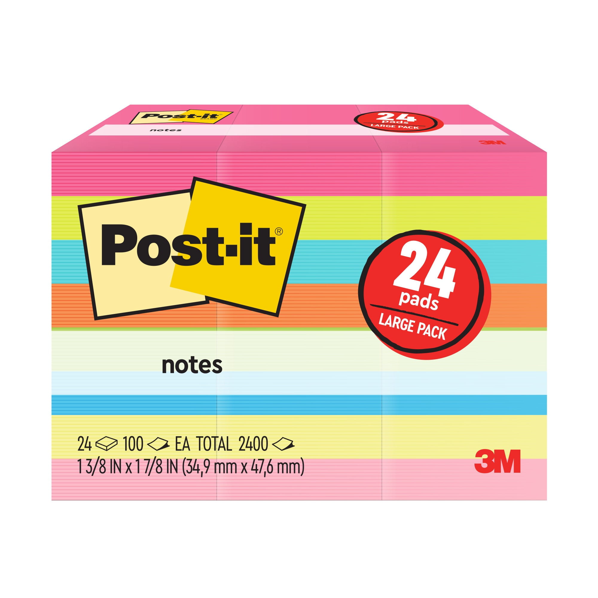 Post-it Notes 653-Club-07, 1-3/8 in x 1-7/8 in (34,9 mm x 47