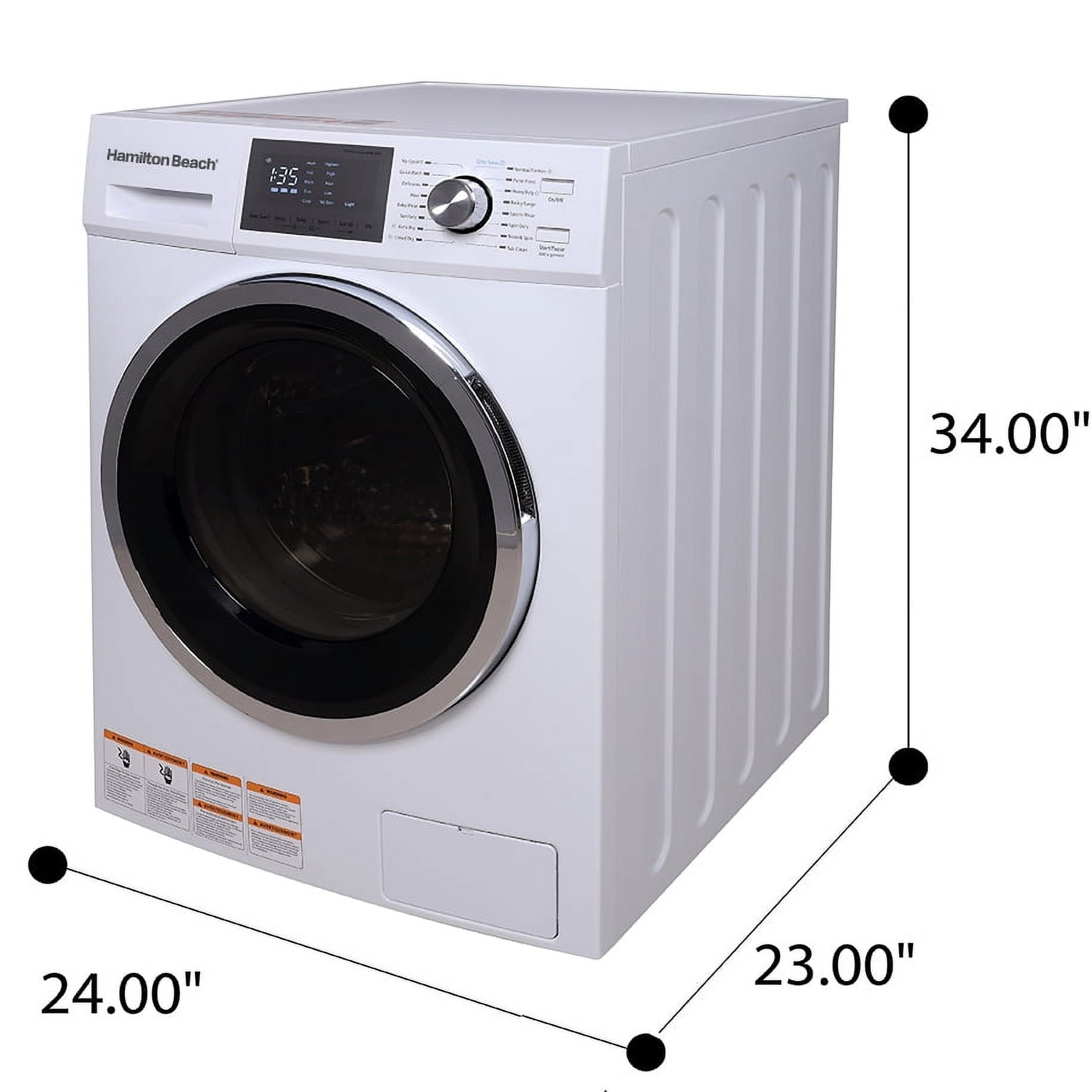Hamilton Beach 2.7 Cu. ft. Front Loading Washer and Dryer, All-In-One Washer-Dryer Combo with 12+ Wash Programs, 800 RPM Spin Speed, White