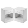 thumbnail image 4 of JINS&VICO White Nightstand Set of 2, 2-Tier Side Tables with Drawer and Open Storage Shelf, End Table Small Sofa Bedside Table for Living Room, Bedroom, Office, 4 of 9