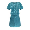 thumbnail image 5 of asdoklhq Party Dresses for Women Fashion Solid Color Short Sleeve-Neck Mid-Calf Dress Blue S, 5 of 6