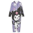 thumbnail image 3 of Kuromi And My Melody Hooded Union Suit Pajama Soft Comfy PJs Sleepwear, 3 of 7