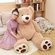 DOLDOA Big Teddy Bear Animaux en peluche avec empreintes de pas en peluche pour petite amie Marron 51 pouces