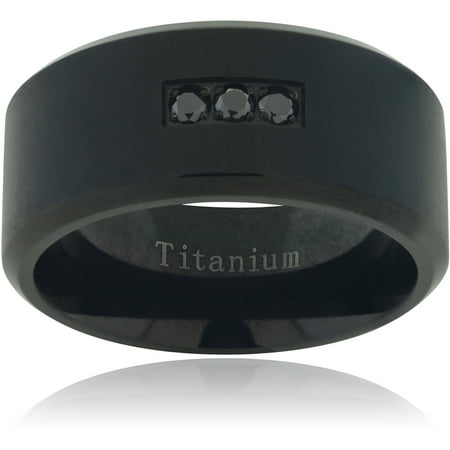Daxx Men's 1/10 Carat T.W. Black Diamond Accent Titanium Matte Fashion Ring
