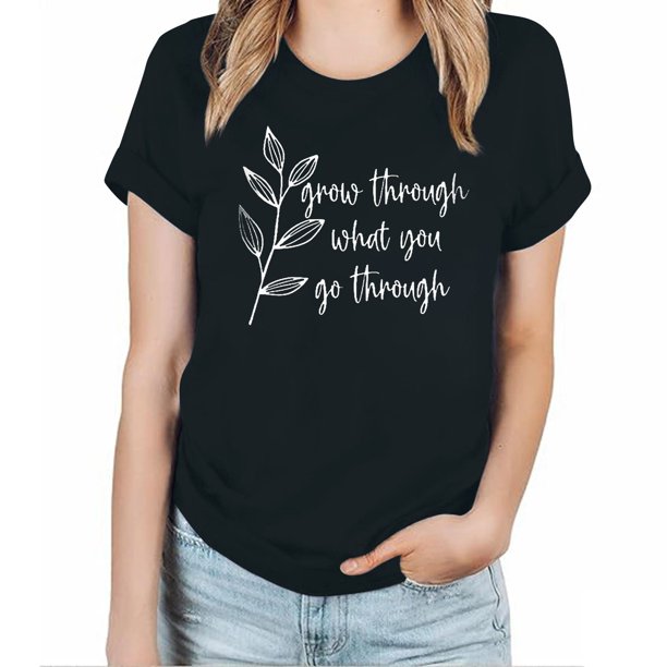 Fiudx Camisas para Mujer Camiseta de Manga Corta con Cuello Redondo y Estampado Informal a La Moda para Mujer