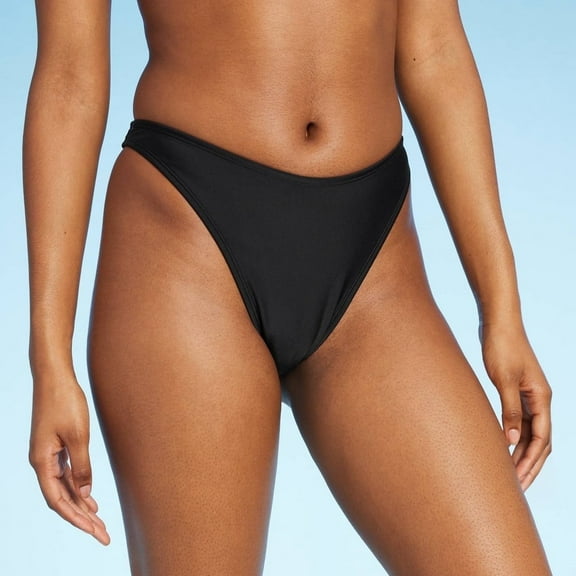 Women's Low-Rise High Leg Ultra Cheeky Bikini Bottom - Wild Fable‚Ñ¢ Black XS