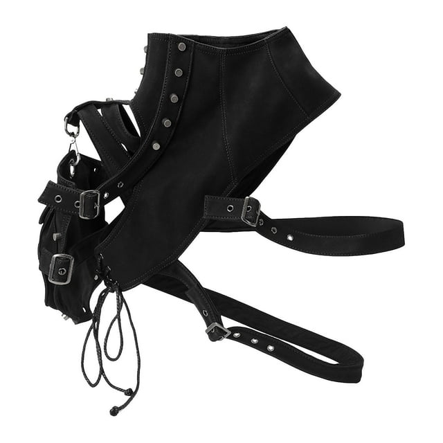 Bolso de hombro Steampunk ligero con remaches metálicos para Halloween. Negro normal
