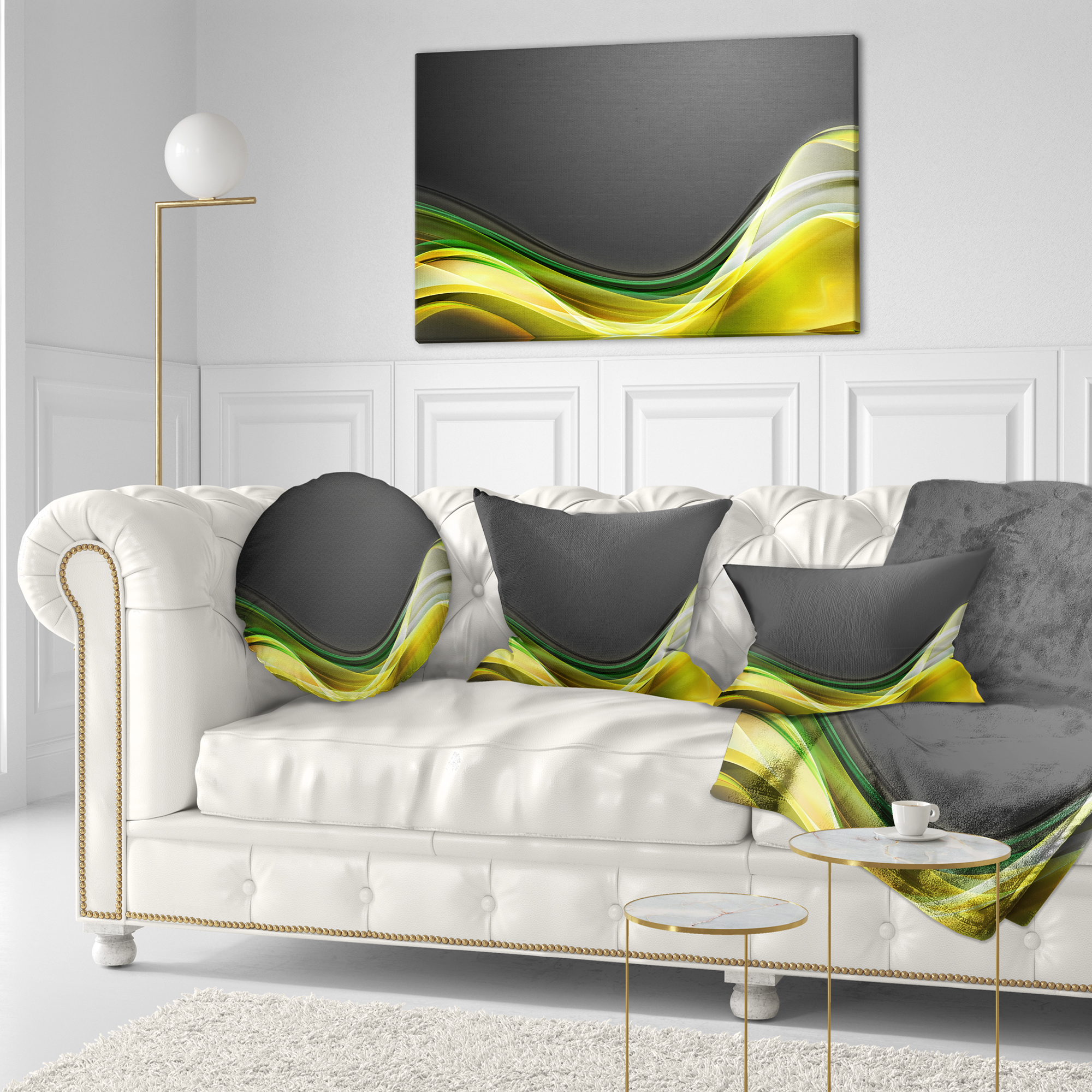 Designart Green Gold Texture Pattern - Abstract Throw Pillow - 12x20