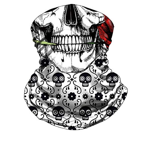Skull Face Mask Bandana Motorcycle Face Mask for Men Women Skeleton Half Face 