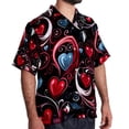 thumbnail image 2 of Valentine's Day Love Men's Short Sleeve Hawaiian Beach Poplin Shirt Casual Printed Button Down Summer Unisex Shirt, 2 of 6