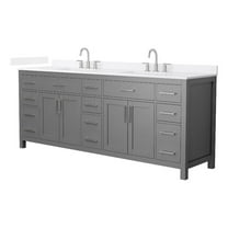 Beckett 84" Dark Gray Double Vanity & White Quartz Top (3-Hole) & Nickel Trim