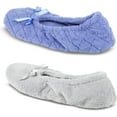 thumbnail image 6 of isotoner Women's 2 Pack Ballerina Slipper Quilted and Solid Ballet Flat 5-6 Periwinkle Quilted, Ash Solid, 6 of 7
