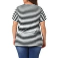 thumbnail image 4 of DARING DIVA Women's Plus Stripe Short Sleeve Crew Neck Rainbow T-Shirt 3X Black White, 4 of 6