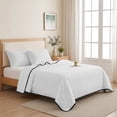 thumbnail image 5 of King Quilt Set 96''x106'', White Lightweight Summer Bedspread Coverlet Set with 2 Pillow Shams, Modern Minimalist Pure Soild Color Breathable All Season Quilt Bedding for Bedroom/Guest Room, 5 of 9