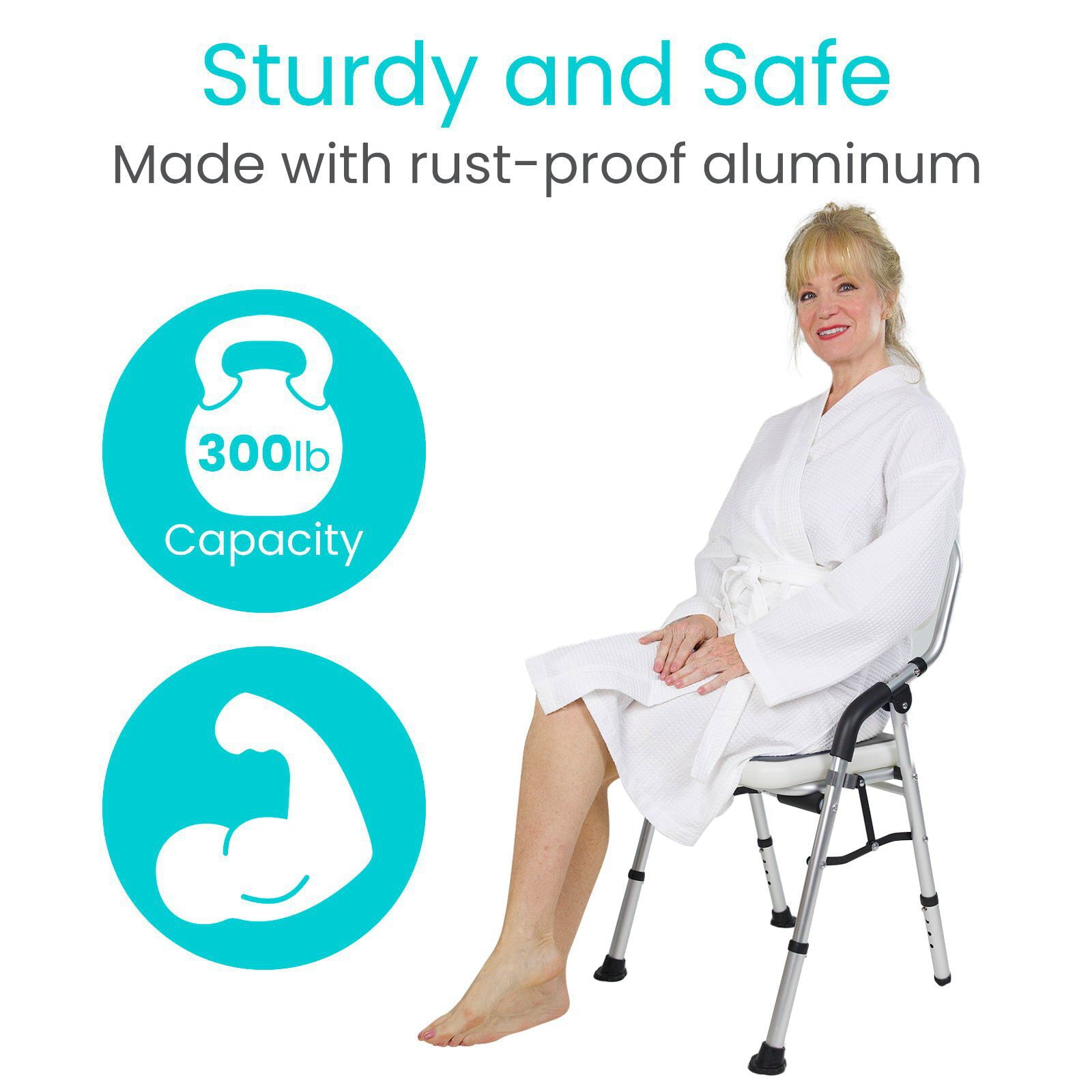 Vive Foldable Shower Chair for Elderly & Disabled – Portable Shower Seat with Back & Arms for Seniors & Handicap Use