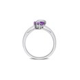 thumbnail image 4 of 1/2 Carat (Ctw) Amethyst Heart Ring in Sterling Silver with Diamond Accent for Women, 4 of 6