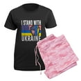 thumbnail image 5 of CafePress - I Stand With Ukraine Flag American Flag Su Pajamas - Women's Short Sleeve Print T-Shirt and Pants Dark Cotton Pajama Set, 5 of 7