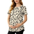 thumbnail image 2 of BRGZLK Pregnancy Nursing Tops for Women Trendy Floral Print Round Neck Short Sleeve Breastfeeding Shirts 2026 Summer Comfortable Maternity Clothes Beige XXL, 2 of 8