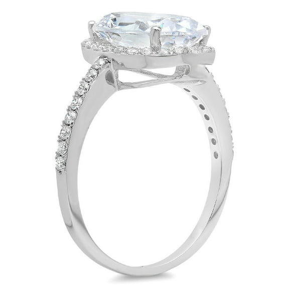 2.27 ct Oval Cut White Sapphire Halo Engagement Ring for Women in 14K White Gold