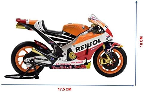 NewRay Honda RC213V Motorcycle #93 Marc Marquez Repsol Diecast Model, 1/12, 7 inches Long, Orange