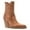Brown, variant on Women Pointed Toe Pull On Ankle Boots Wide Calf Cork Stacked Mid High Heels Fashion Work Daily Chelsea Boots Size 8.5 Beige