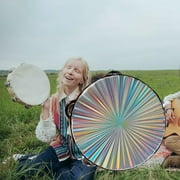 Weloille 6in Radiant Tambourine Hand Held Drum 8inch Double Row Jingles Reflective Tambourine Musical Instrument