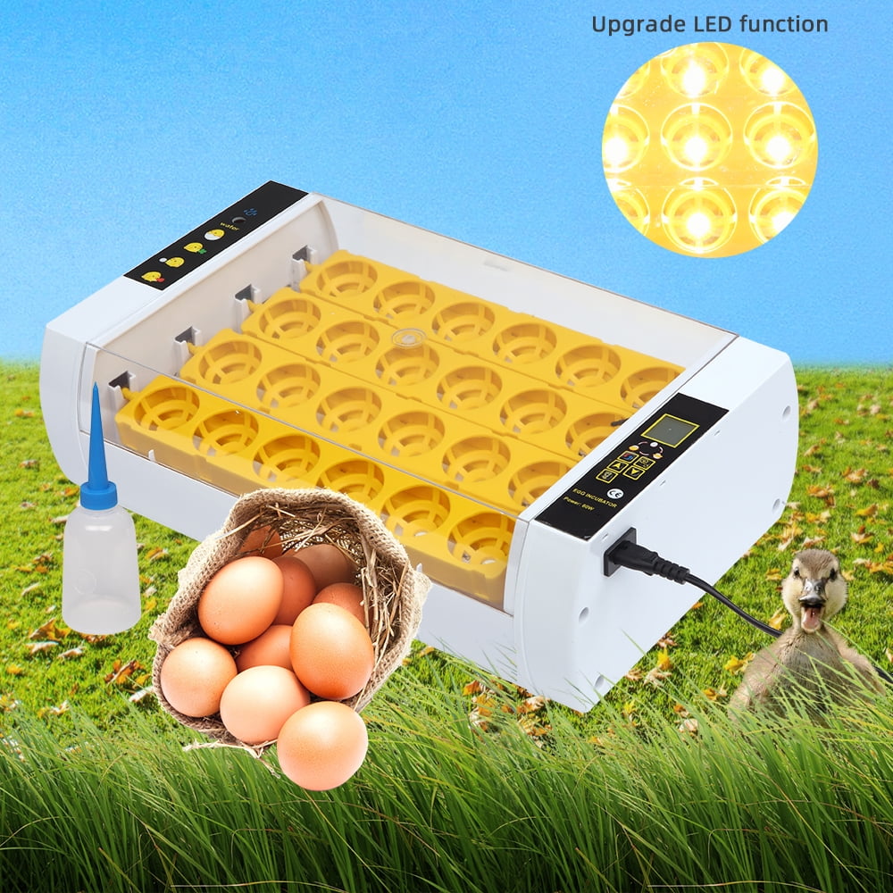 Kepooman 24 Egg Clear Fully Automatic Incubator, Chicken Poultry Hatcher with LED Light & Injector, White Kepooman 24 Egg Clear Fully Automatic Incubator, Chicken Poultry Hatcher with LED Light & Injector, White