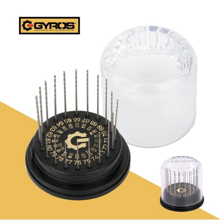 UPC: 0780670454401 | Gyros High Speed Steel Wire Gauge Mini / Micro Drill Bit 20 Piece Set |Includes Small Bit Sizes 61 to 80 | with Convenient Clear Dome Storage Case (45-22010)