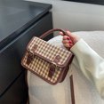 thumbnail image 2 of Bolso bandolera de pata de gallo de lana de PU para mujer Bolso pequeño de mensajero (marrón) Likrtyny multifunción de oficina, 2 of 9