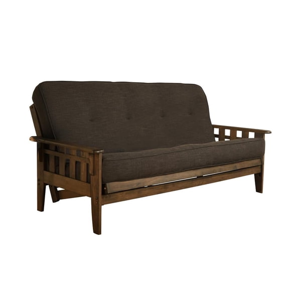 Kodiak Furniture Tucson Frame with Linen Fabric Mattress in Charcoal Gray/Walnut