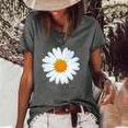 thumbnail image 1 of Femmes Tops Femmes Été Tops 2023 Mode Femme Causal Marguerite Col Rond Impression Blouse Manches Courtes T-Shirt Été Tops Gris M, 1 of 6