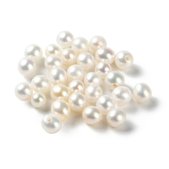 Natural Cultured Freshwater Pearl Beads Half Drilled Grade 3A  Round WhiteSmoke 3~3.5mm Hole: 0.7mm