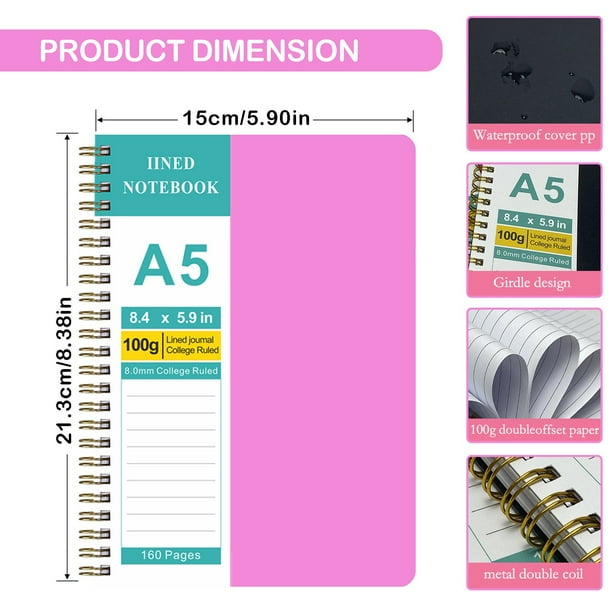 jtwm◆A5 The A5 Horizontal Line Notebook Is Pink|Notebook 5 Pieces