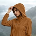 thumbnail image 4 of AherBiu Rain Jacket Women Packable Raincoats Long Sleeve Zip-Up Hooded Lightweight Softshell Jacket(XX-Large,Brown), 4 of 6