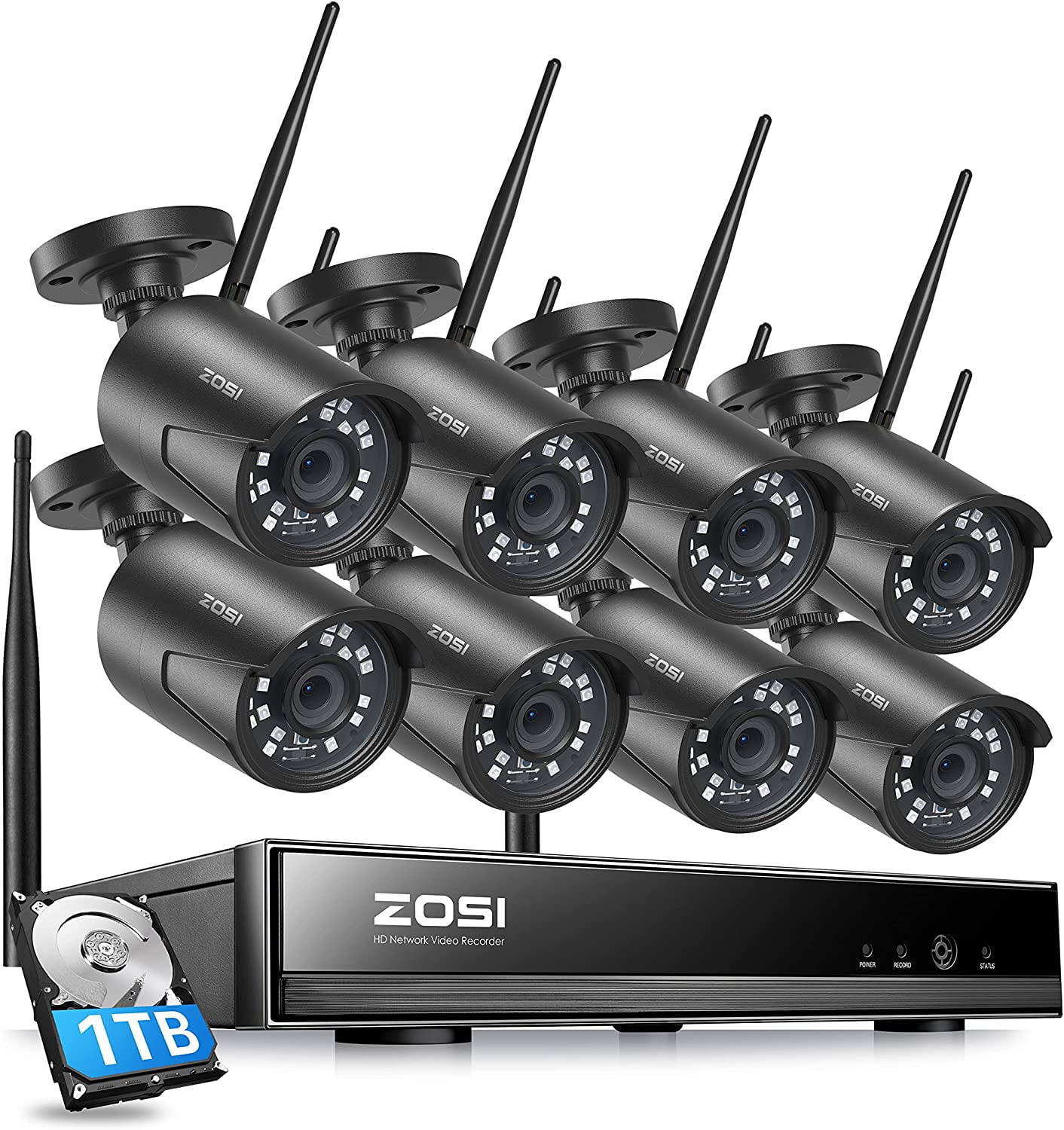 Wireless Security Camera System 4/8CH HD 1080P 1TB HDD CCTV WIFI Kit NVR Outdoor 