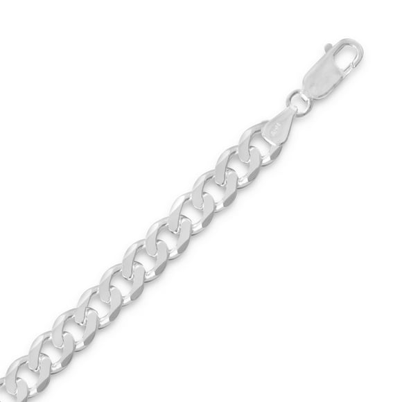Sterling Silver 6.6 mm Beveled Curb Chain Necklace