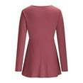 thumbnail image 6 of Ladies Tops And Blouses Solid Casual Kink Front Gathered V-Neck Long Sleeve S T-Shirt S Plus Size Up To 65% Off! Wine S-2XL, 6 of 8