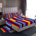 thumbnail image 1 of YST Rainbow Lines Bed Sheets Full Size,Colorful Stripes Sheet Set For Adult Teens,Watercolour Geometry Fitted Sheet,Modern Abstract Style Bedding Set Comfy Breathable,Microfiber, 1 of 5