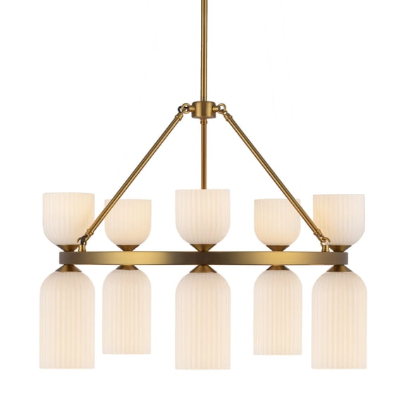 Alora Lighting Ch442626 Nelly 10 Light 26" Wide Chandelier - Brushed Gold / Glossy Ribbed