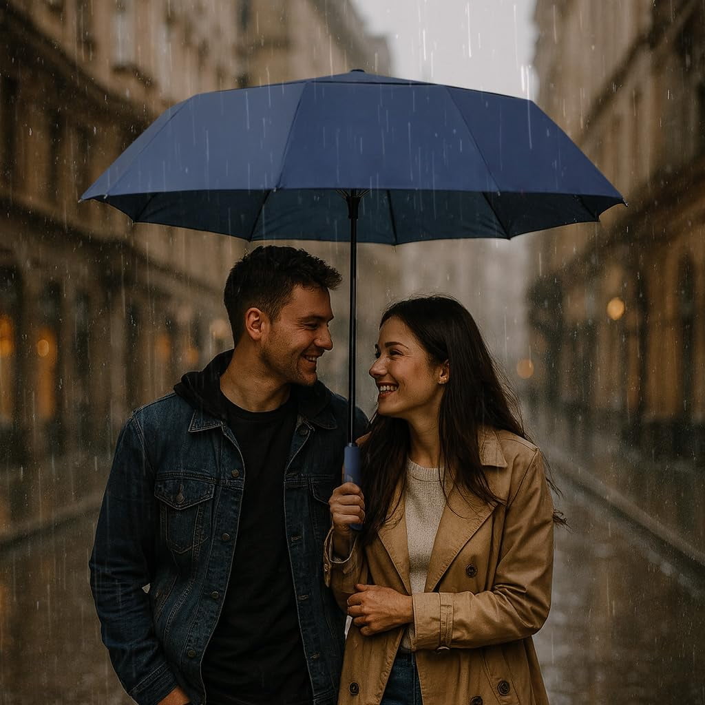 DryDay 47” Premium Umbrellas for Rain, Large Windproof Double Canopy Umbrella, 10 Aluminum Ribs, Sturdy Frame, Auto Open Close Unique Handle, Windproof & Waterproof Umbrella for Women & Men, DarkGray
