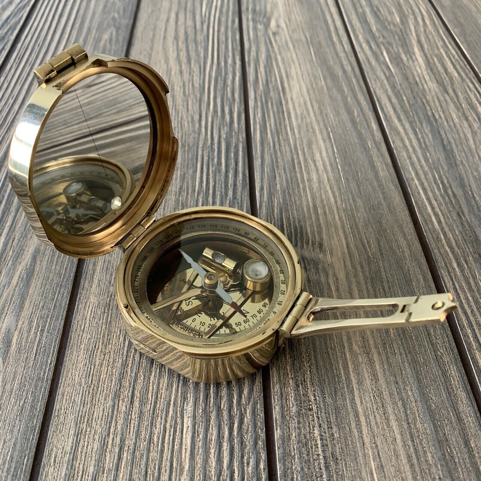 Brass Compass Brunton Compass Military Compass Wooden Box Nautical Pocket Gift