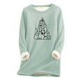 thumbnail image 1 of Ladies Christmas Tree Cats Print Long Sleeve Thermal Underwear Base Layer Top For Winter Warmth, 1 of 2